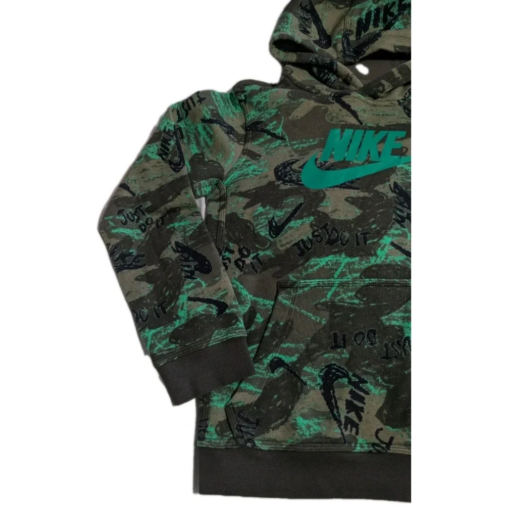 Nike Youth Hoodie Size‎ L Green Camo Just Do It Pullover Sweatshirt